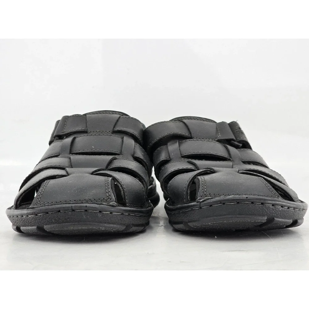 Rockport Darwyn Fisherman Sandals Mens 11 Black Leather Comfort - Excellent